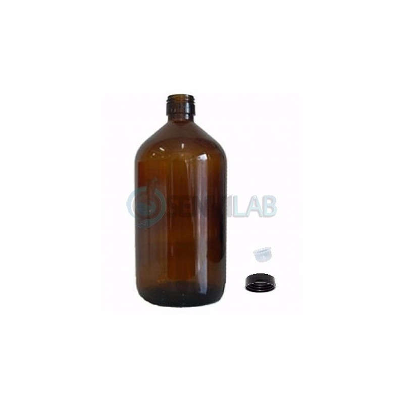  Botella tradicional de vidrio estriada de 1 litro con